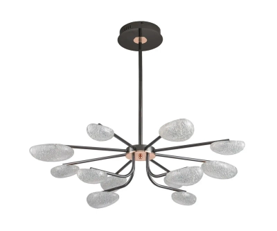 Люстра диммируемая Юнни черный жемчуг d90 h80/60/50 Led 6*5W+6*7W (4000K) с пультом ДУ