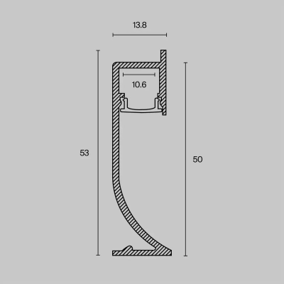 Алюминиевый профиль плинтус 53x14 (Черный, 2 м), ALM-5314-B-2M. TM Maytoni