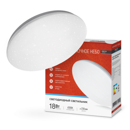 Светильник светодиодный DECO НОЧНОЕ НЕБО 18Вт 6500К 1170лм 230В 230х55мм IN HOME 4690612033495