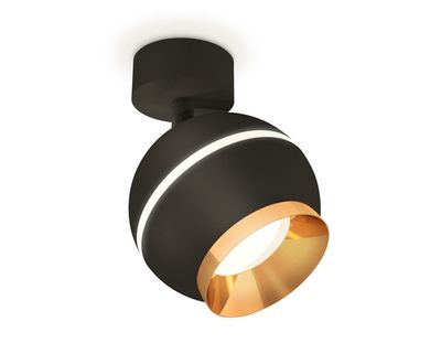 Комплект поворотного светильника с дополнительной подсветкой XM1102004 SBK/PYG черный песок/золото желтое полированное MR16 GU5.3 LED 3W 4200K (A2210, C1102, N7034)