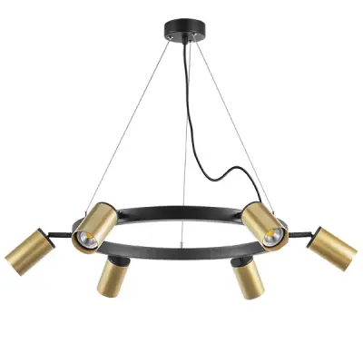 LR016406 Люстра RULLO 6х50W GU10 ЧЕРНЫЙ/ЗОЛОТО (571016+214440-6)