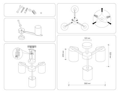 Подвесная люстра TR83112/3 WH/LW белый/светлое дерево E27/3 max 40W D580*320