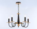 Светильник подвесной TR9593/5 BK/LW черный/светлое дерево E14/5 max 40W D555*660