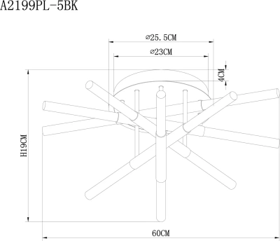 Потолочная люстра Arte Lamp FERNANDO A2199PL-5BK, 1хLED