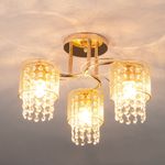 Потолочный светильник с металлическими плафонами и хрусталем 30137/3 золото