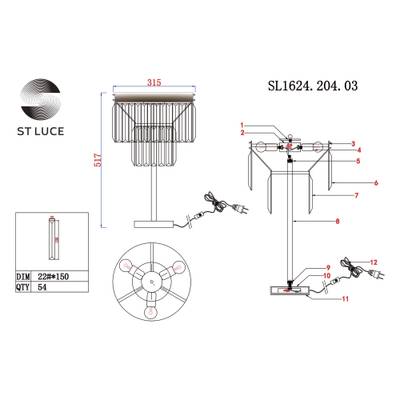 SL1624.204.03 Прикроватная лампа ST-Luce шампань/прозрачный E14 3*40W
