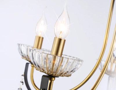 Подвесная люстра с хрусталем TR4952/5 BK/GD/CL черный/золото/прозрачный E14*5 max 40W D620*670