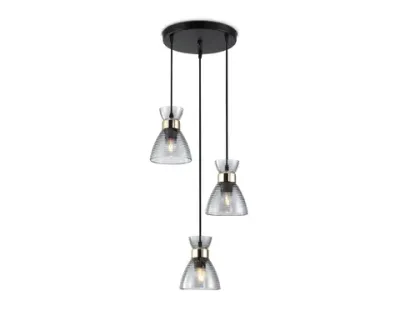 Светильник подвесной TR3408/3 BK/FGD/SM черный/золото/дымчатый E27/3 max 60W D345*1000