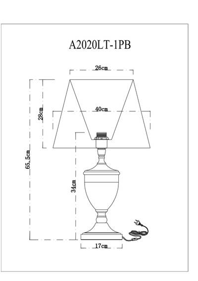 Декоративная настольная лампа Arte Lamp RADISON A2020LT-1PB, 1хE27