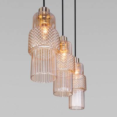 Подвесной светильник со стеклянными плафонами 50209/3 бронза, E27х3