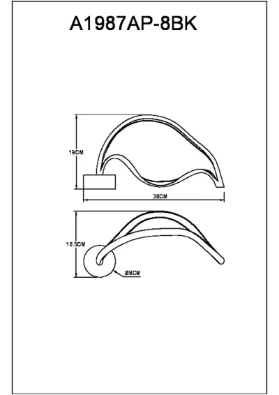 Настенный светильник Arte Lamp HYPERBOLA A1987AP-8BK, 1хLED