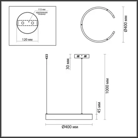 6535/28L LEDIO LN26 266 латунь Светильник подвесной LED 28W  3000/4000/6000К 220V INDIE