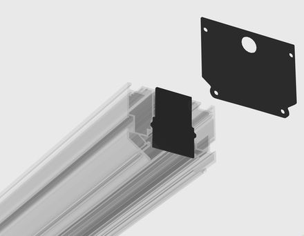 Комплект заглушек для шинопровода в натяжной потолок системы крепления гарпун Magnetic Standard 48V 20mm GL36230 BK черный 2 шт.