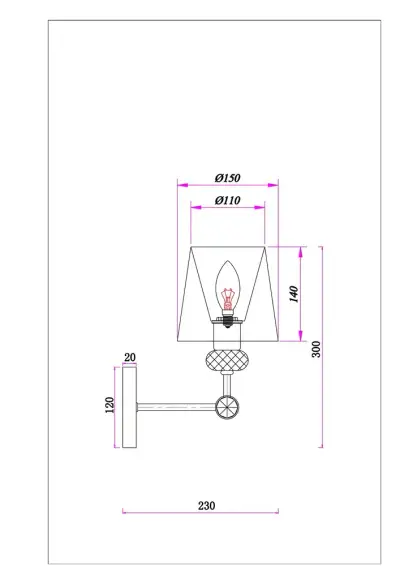 Бра Arte Lamp BROCCA A4093AP-1AB, 1хE14
