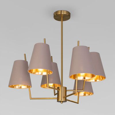 Умная потолочная люстра с тканевыми абажурами 60173/6 латунь
