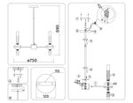 Светильник подвесной LH55353/14 BK/CGD/CL черный/золото/прозрачный G9/14 max 30W D750*690