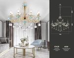 Подвесная люстра с хрусталем TR4926/8 GD/WH/CL золото/белый/прозрачный E14*8 max 40W D740*630