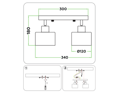 Настенно-потолочный спот в стиле лофт TR8141/2  WH белый E27*2 max 40W 340*120*180