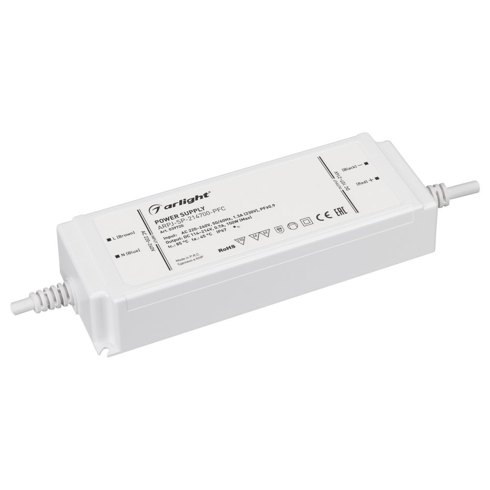 Блок питания ARPJ-SP-214700-PFC (150W, 114-214V, 0.7A) (Arlight, IP67 Пластик, 5 лет)