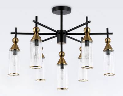 Светильник на штанге LH55257/7 BK/BS/CL черный/латунь/прозрачный E14*7 max 40W D640*520
