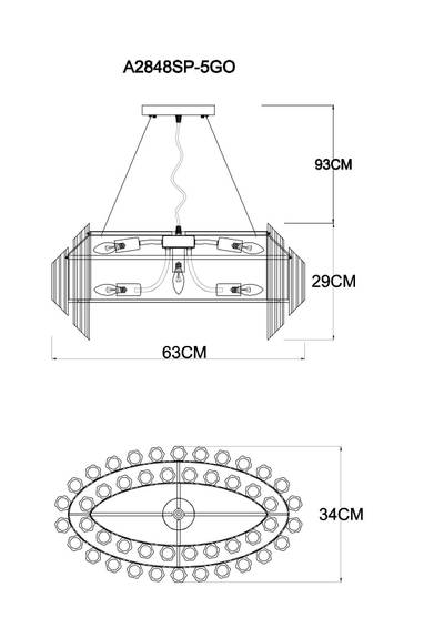Подвесная люстра Arte Lamp JASTIN A2848SP-5GO, 5хE14