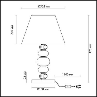 4896/1T MODERN ODL_EX23 163 черный матов./серый/молочный металл/керамика/ткань Настольная лампа E27 1*60W SOCHI