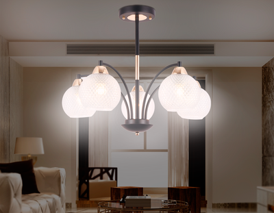 Подвесная люстра TR9011/5 BK/TI черный/прозрачный E27 max 40W D620*500
