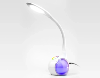 Светодиодная настольная лампа с RGB подсветкой DE532 WH белый LED 4200K+RGB 7.5W