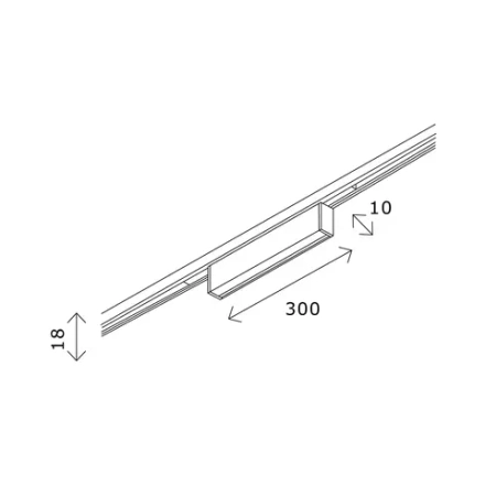 ST665.436.08 Магнитный трековый светильник Черный LED 1*8W 3000K 250Lm Ra>80 100° IP20 L300xW10xH18 24V