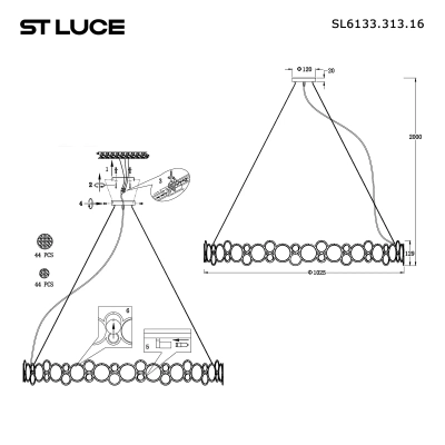 SL6133.313.16 Светильник подвесной ST-Luce Латунь/Дымчатый G9 16*5W 4000K