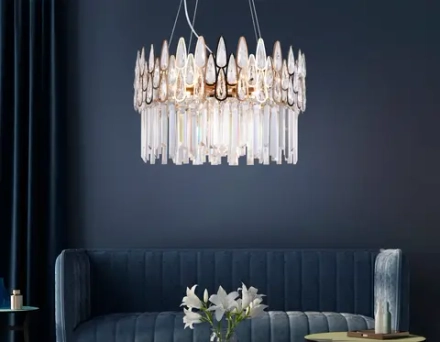 Подвесная хрустальная люстра TR5263/8 GD/CL золото/прозрачный E14/8 max 40W D500*700