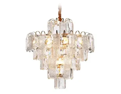 Подвесная люстра с хрусталем TR5233/12 SGD/CL/FR золото/прозрачный/белый матовый E27*12 max 40W D600*610