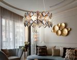 Подвесная люстра с хрусталем TR5185/4 GD/CL/SM золото/прозрачный/дымчатый E14/4 max 40W D450*1600