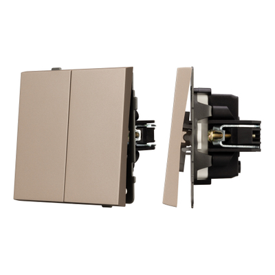 Механизм выключателя двухклавишный непроходной SWT-TENDO-MK02-PL-GD (230V, 10A) (Arlight, -)