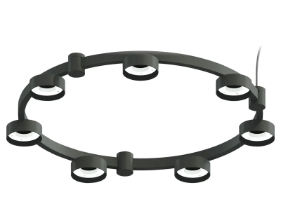 Корпус светильника Techno Ring подвесной для насадок Ø85мм C9238/7 SBK черный песок D635*70.5mm GX53/7