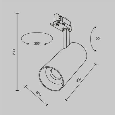 Трековый светильник Focus Led Trinity 2700-5000K 30Вт 36°, TR197-3-30WCCT-M-B. TM Maytoni