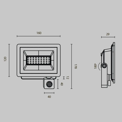 Прожектор Поток / Flood 4000К 30Вт IP65, FL001-L30B4KSR. TM Maytoni