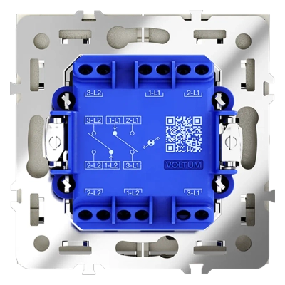 VLS020405 Проходной переключатель встраиваемый VOLTUM S70 двухклавишный с подсветкой 10А, (сталь). (ТМ Maytoni)