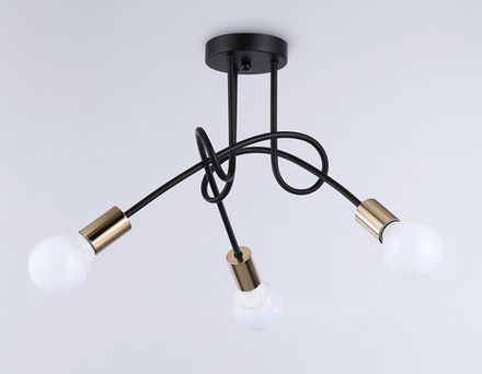 Потолочный светильник в стиле лофт TR80415/3 BK/GD черный/золото E27/3 max 60W D670*370