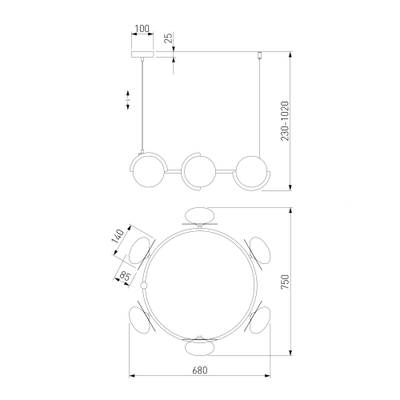 Умный подвесной светильник 70150/6 черный/латунь Smart, G9х6