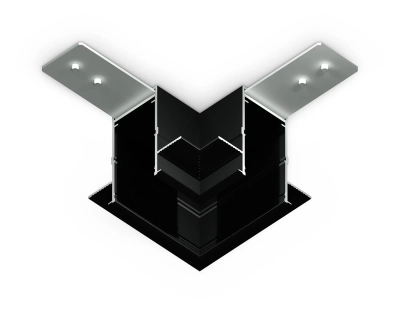 Коннектор угловой для встраиваемого шинопровода под ГКЛ 12,6мм Magnetic 220V GL1040 BK черный 80*80*47 (соединители в комплекте)