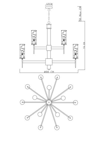 Подвесная люстра Divinare SHAM 4505/17 LM-15, 15хE14