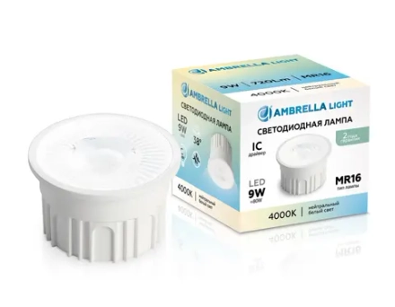 Лампа светодиодная 212202 Лампа LED MR16-PR 9W IC 4000K 220-240V 38°