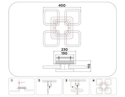 Светильник светодиодный потолочный FA3861/4+1 WH белый 70W 3000K-6400K+RGB 400*400*115 (ПДУ РАДИО 2.4G)