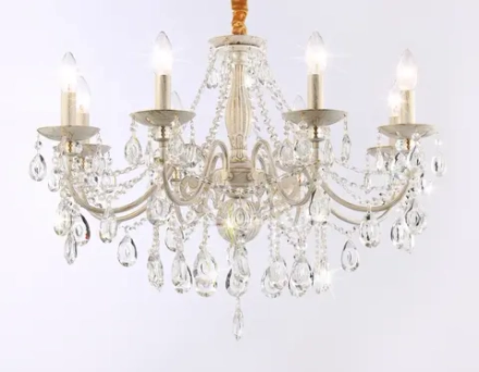 Подвесная люстра с хрусталем TR4945/8 WH/GD/CL белый/золото/прозрачный E14/8 max 40W D715*555