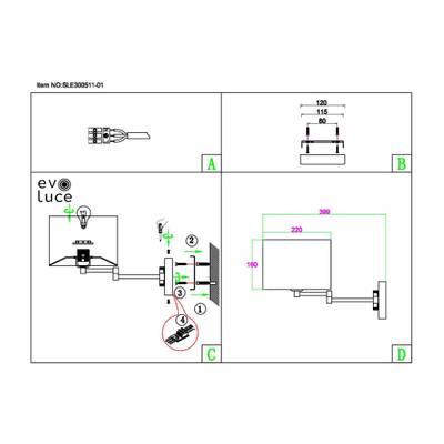 SLE300511-01 Бра Никель/Серый, Серебристый E27 1*40W