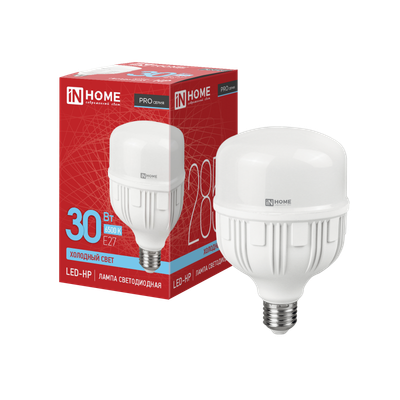 Лампа светодиодная высокомощная LED-HP-PRO 30Вт цилиндр 6500К холод. бел. E27 2850лм 230В IN HOME 4690612031088