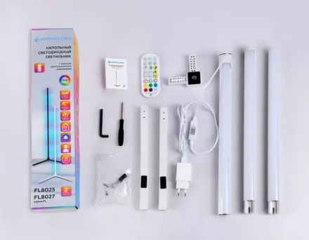 Светильник светодиодный напольный RGB с пультом FL8020 WH белый LED 15W RGB D32*1250 (ПДУ РАДИО 2.4G)