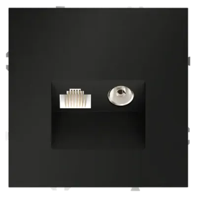 VLS060708 Розетка телевизионная встраиваемая VOLTUM S70 TV+RJ45 кат. 6, (черный матовый). (ТМ Maytoni)