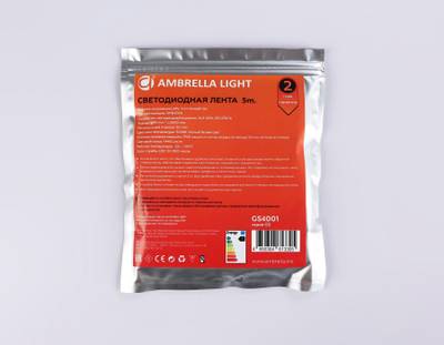 Светодиодная лента GS4001 5050 60Led/ 14.4W m/ 24V IP20 3000K 5m кратность резки 100mm (2 конт.)